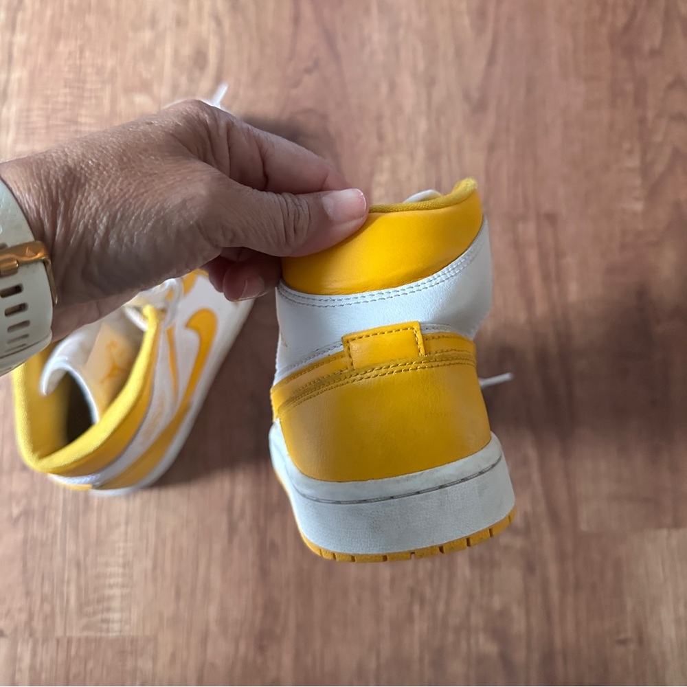 Nike Air Jordan White University Gold High-Top Sneakers - Picture 8 of 14